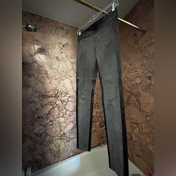 Club Monaco | Genuine Lamb/Goat Leather/Suede Pants | Worn1x | Black&Slate - Picture 7 of 9